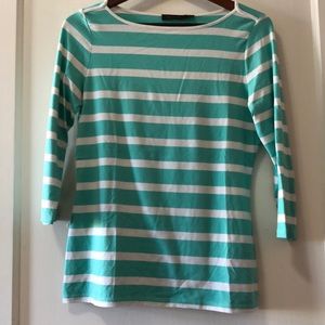 Teal and White 3/4 length Top